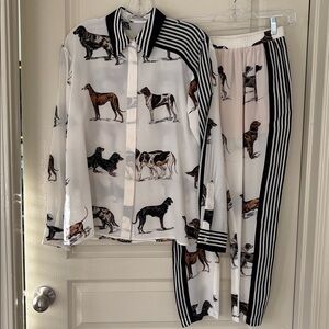 Stella McCartney Street Pajama Set with Rare Dog Print and Stripes